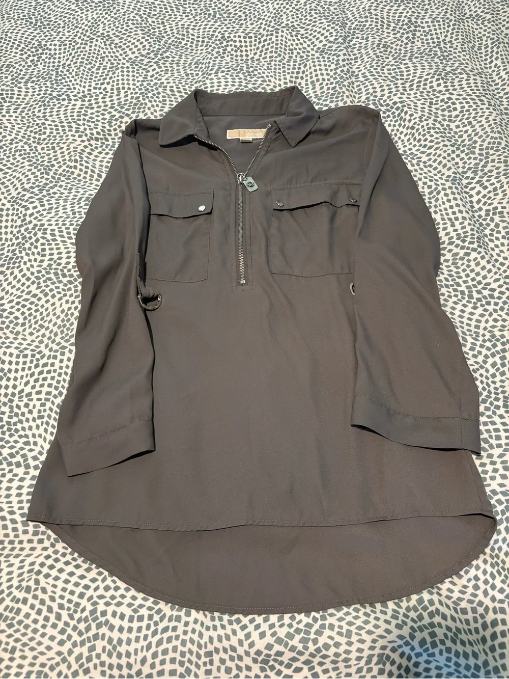 Michael Kors Dark Gray Zip-Front Shirt